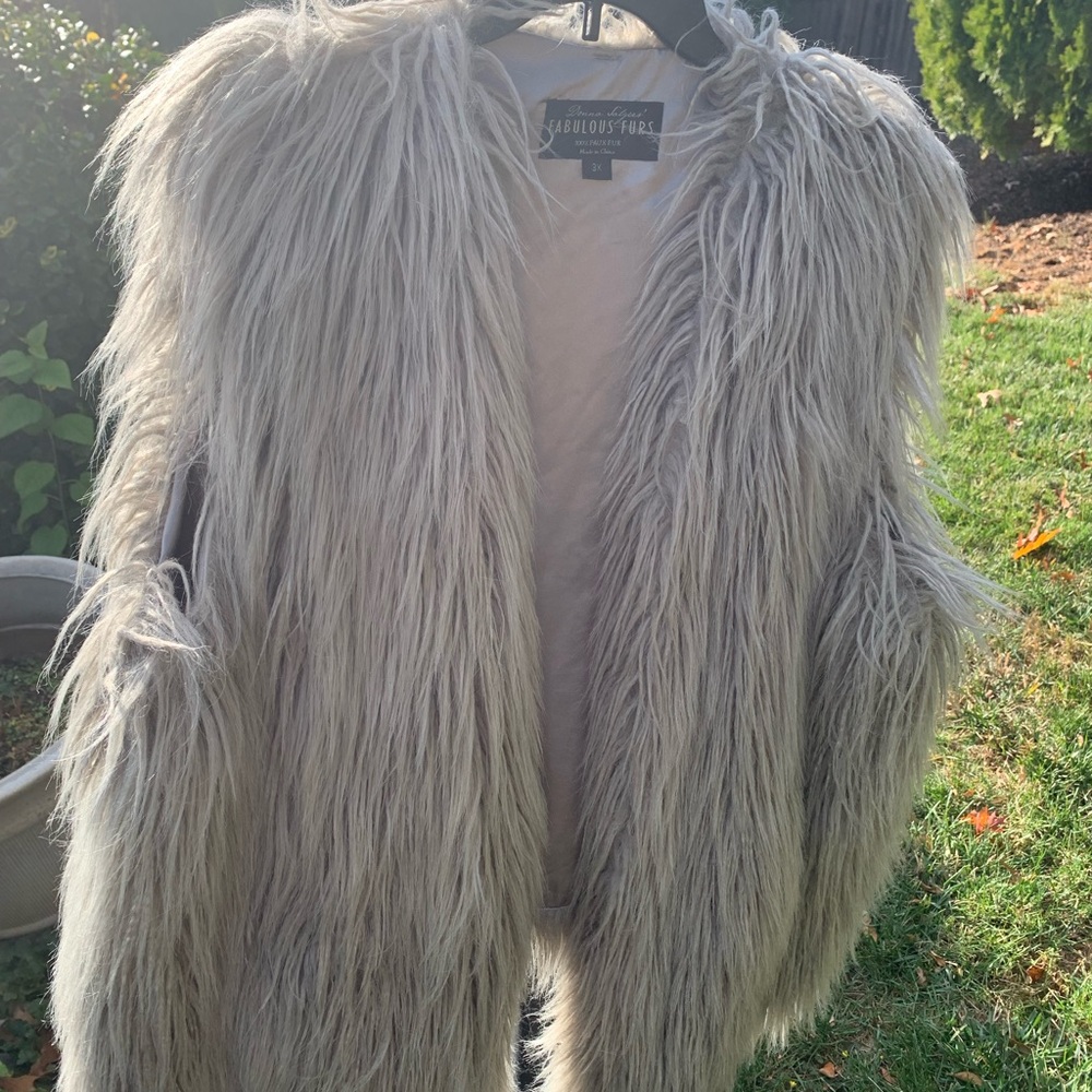 Fabulous Furs Gray Faux Fur Vest